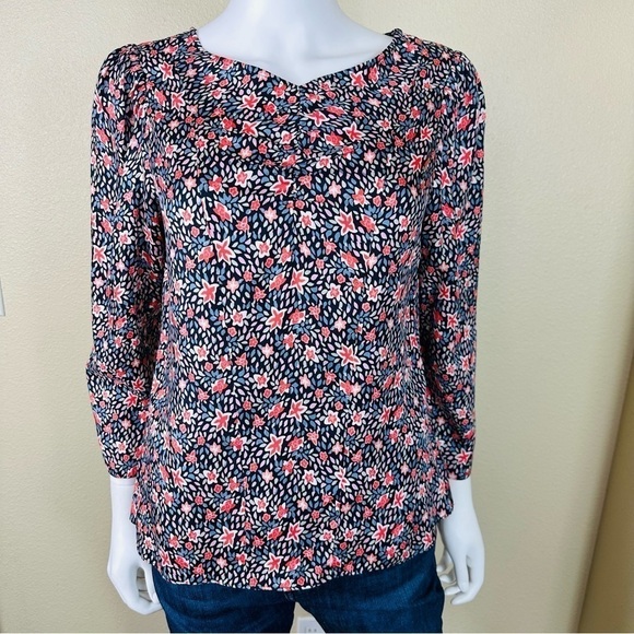 Rebecca Taylor Tops - Rebecca Taylor Blouse Sz 6 Floral V Neck 3/4 Sleeves Silk Blend